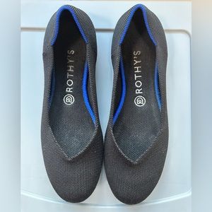 Rothy's women's  flat black ballet round toe shoes knit size 9